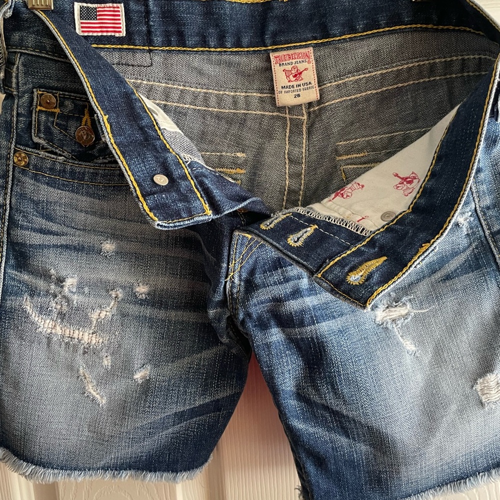 Rare Vintage Y2K True Religion Blue Denim Shorts